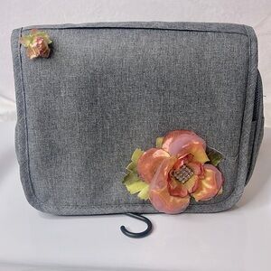 HANGING TRAVEL BAG W/Rose & Rhinestone Detail